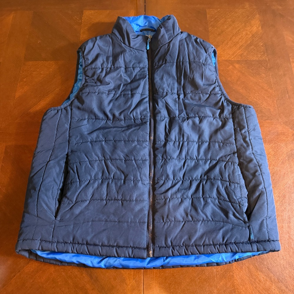 Pacific Trail Mens Puffer Vest Navy Blue Quilted Full Zip Mock Neck Large
